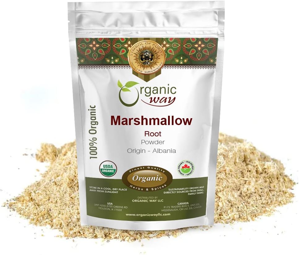 Organic Way Marshmallow Root Powder (Althaea officinalis) - Herbal Tea | European Wild-Harvest | Organic & Kosher Certified | Non GMO & Gluten Free | USDA Certified | Origin - Albania (1/2LBS / 8Oz)