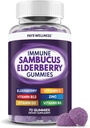 Elderberry Gummies Soporte inmune, Soporte diario para nenos e adultos*, con Sambucus Elderberry, Zinc, Vitamina C, D3, B6, B12, Plus - Suplemento dietético - 70 Conde