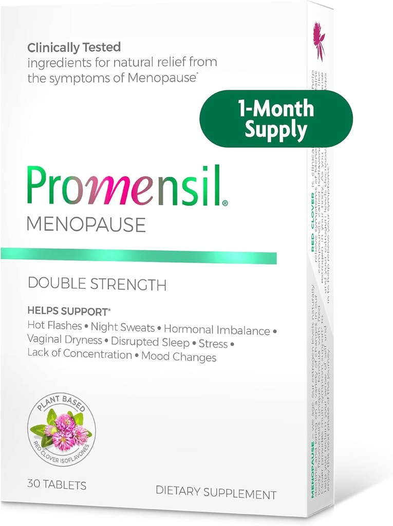 Promensil Menopause 双强 - 女子更年期补编,红色克洛弗伊索夫拉沃内斯,帮助支持热闪电,夜汗,休眠 - 30个计数