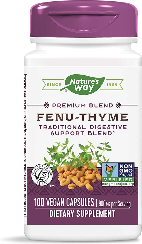 Nature's Way Fenu-Thyme - Traditional Digestive Support Blend* - 900 mg Thyme & Fenugreek pro 2-Kapseln Servieren - Non-GMO-Projekt Verified & Dairy Free - 100 Vegan Capsules