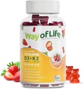 D3-vitamin 5000 NE (125 µg) + K2 (MK- 7) 100 µg Sugar- mentes gumifélék, Strawberry - 120 szám, Csont- és Szív-egészségügyi Felnőttek számára, Izom Funtion, Pectin, Tasty, Chewy, Non-GMO, gluténmentes, zselatin- mentes