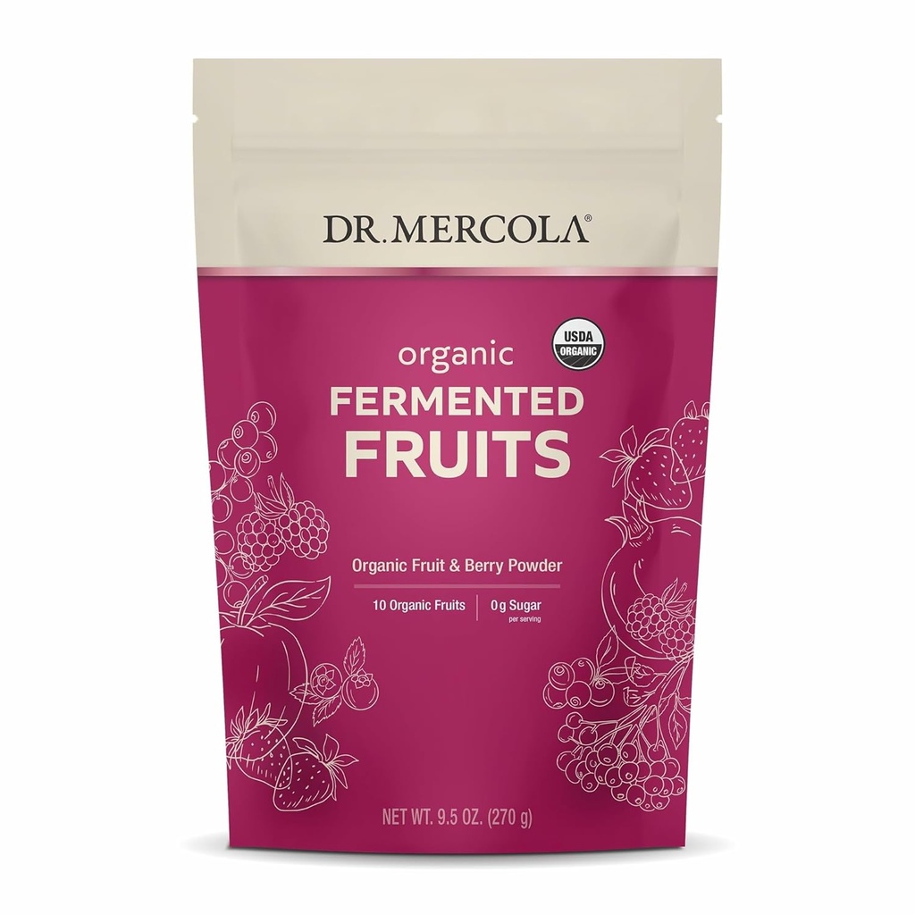 Dr. Mercola, Fruita Organic Fermented, Oz 9, 9,58 (70 g), 90 servicions, Organic Certificada, no GMO, Soy Free, Guten Free, USDA Orlandic