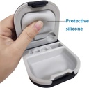 Hearing Aid Case with Battery Storage Slot Hard Small 0.59"*2.44"*1.57",Silicone Cushion, for ITE, BTE Hearing Aids (Black)