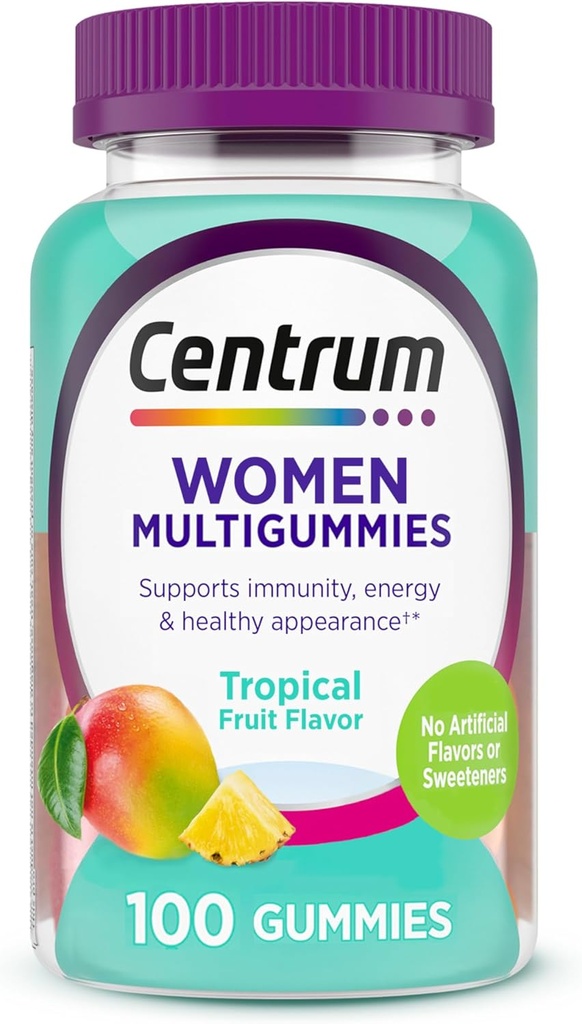 Centrum Női multivitamin gumik, Immunrendszer, Energia, Egészséges megjelenés támogatás, 100 gróf, 50 napos ellátás