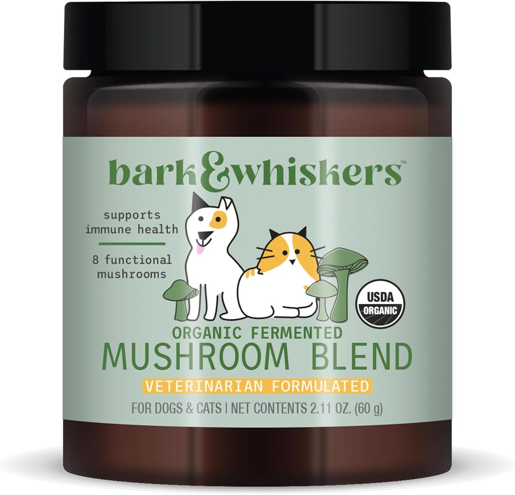 Mercola Bark&Whiskersオーガニック発酵キノコブレンド - 猫と犬のサプリメント - 消化器と免疫の健康をサポート - 添加剤、フィラー&グルテンフリー - 2.11 oz。 (60 Scoops)