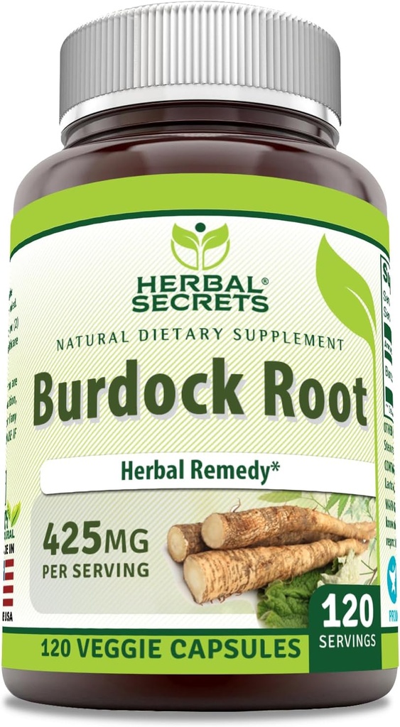 Žolinių paslaptys Burdok Root Addition Bendrijoje ® 124; 425 Mg per Serving ® 124; 120 Veggie Capsules ® 124; Non- GMO ® 124; Gluten Free 124; Pagaminta JAV
