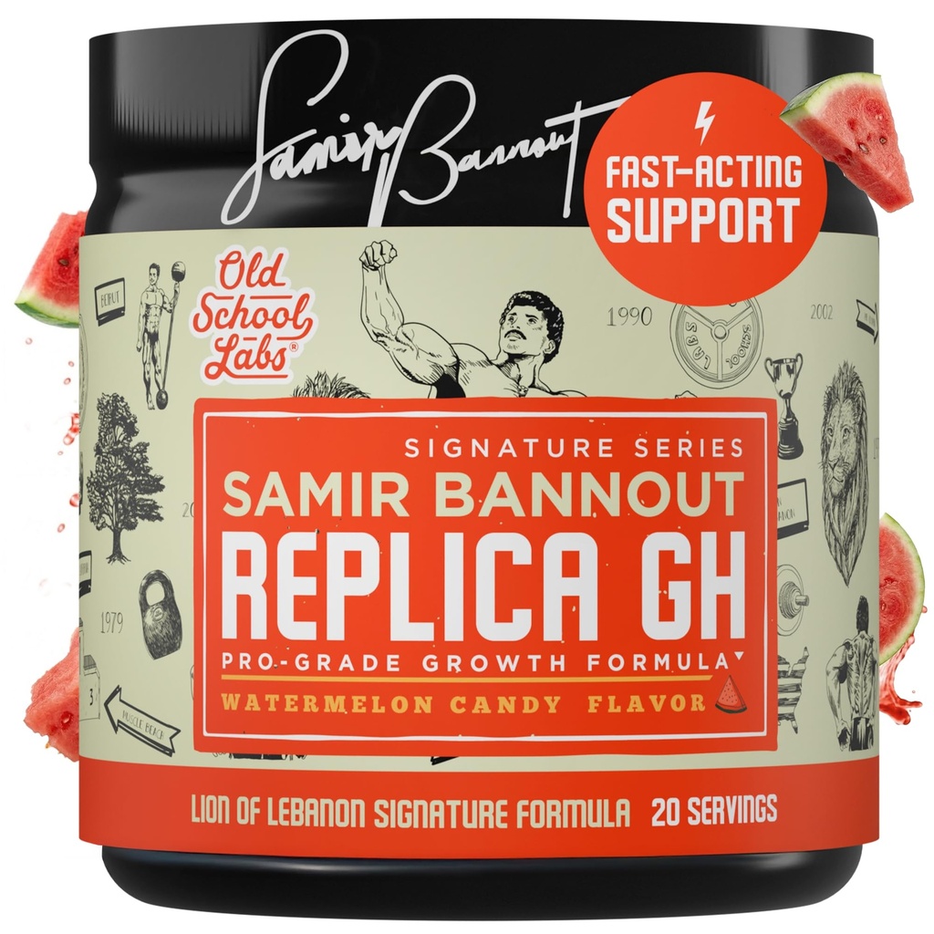 Old School Labs Replica GH – Pro-Grade HGH Supplement for Men & Women, Muscle Building & Recovery – Human Growth Hormone Support Powder – Samir Bannout Collab, Juicy Watermelon, 20 Servings