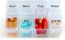 Kasus Wisata Pill Travel Weekly untuk Purse dengan Kotak Hari 7 yang Dapat Dihapus, Kontainer Pil Yang Dapat Diubah untuk Kedokteran, Vitamin, Tambahan