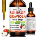 Soursop Graviola Liquid Drops for Cell Support & Regeneration, Immune Boost, Relax, Liver and Sleep, Soursop Bitters Liquid, Sugar/Gluten Free, Natural Strawberries Flavor - 2 Fl Oz (60ml) Bottle