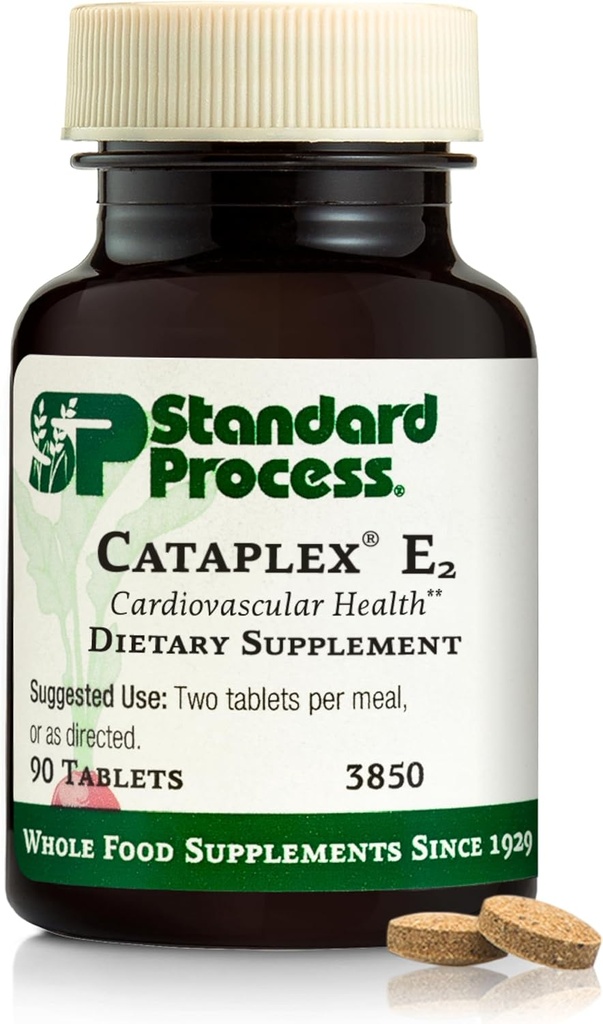 Proces standard Cataplex E2 - Vitamina E & Seleniu Supliment pentru sanatate cardiovasculara si celulara - Suport antioxidant pentru sanatatea inimii - Non-Dairy & non-Soy - 90 comprimate