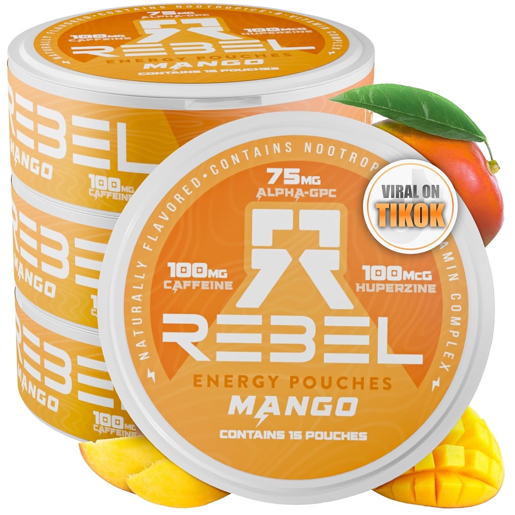 • Energia noopàtica Energia Cafeine Pouchs • 100mg Caffeine • GPC • Huperzine • En Sugar-Free Technology • Mango Flavor • 15 Pouchs Per Can (Pira de 4)