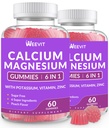 Sugar Free Calcium Gummies w/Vitamin D3 K2, Calcium Magnesium Zinc Gummies for Bone, Muscle & Immune, Algae CA Magnesium 2:1 Ratio Calcium Supplement for Women & Men - Vegan