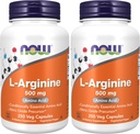 Bây giờ bổ sung, L-Arinine 500 mg, Nitric Oxide Precur*, Amino acid, 250 Veg Capsules (Pack of 2)