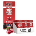 Nutritional Designs LPS Liquid Collagen & Whey Protein Supplement - Non-GMO Drink, Sugar-Free - Promotes Healthy Skin & Hair for Men & Women, Single Serve (Cherry, 25 Packets)
