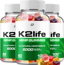 K2Life Hemp Gummies - with Hemp Seed Extract K2 Life Hemp Gummies Tinnitus Herbal Supplement, Health and Wellness Support, All Natural K2Life Hemp Gummy Advanced Formula (3 Pack - 180 Gummies)