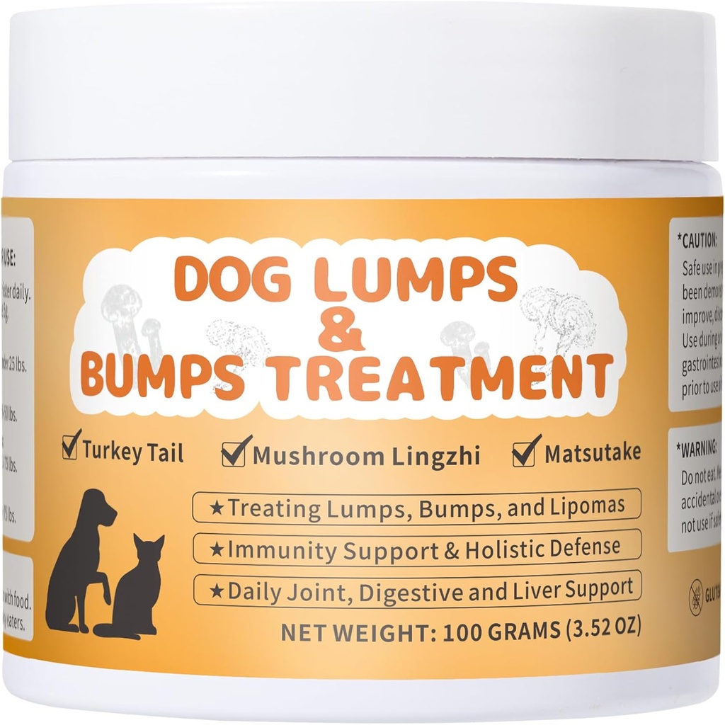 Lipoma Léčba psů, Lumps a Bumps Dog Dodatek -Houba prášek pro psy podporu trávicí a imunitní systém, Zlepšená mobilita, 3.52 oz