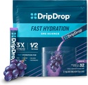 DripDrop Hydration Packets - グレープ - シングルセルブ電解質パウダードリンクミックス - Non-GMO、グルテンフリー、ビーガン - 32スティック