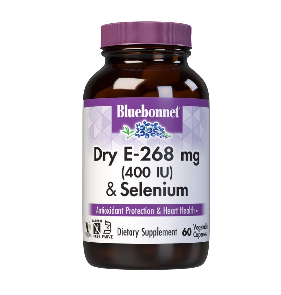 BlueBonnet Dry E-400 IU Plus Selenium Vegetarian Capsules, 60 Count