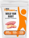 BulkSupplements.com Wild Yam Extract Powder - from Root, Herbal supplement, Wild Yam supplement - Gluten Free, 400mg per Serving, 500g (1.1 lbs) (Pack of 1)