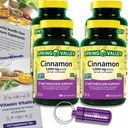 Choice Bundle Spring Valley Cinnamon Dieta Osagarria 1000mg 400 ct Vegetarian kapsulak 4 pk (1600 Guztira) + "Vitamin Vitality" gida eta pila Edukiontzi (6 Elementu)!