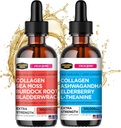 Collagen Mojo Liquid Collagen Peptides med Sea Moss, Burdock Root & Bladderwrack + Liquid Collagen Peptides med Ashwagandha, Elderberry & L-Theanine