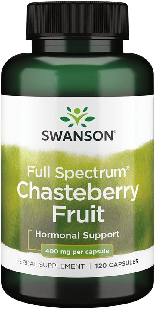 Swanson Chasteberry Fruit - Herbal supplement Promoting Women ' Health " Menopausal " Menstrual Support - May Support Balance " Skin Health - (120 Capsules, 400mg each)
