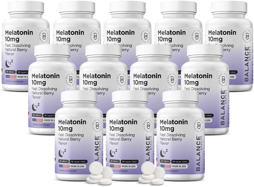 Balancebreens Melatonin 10mg Fast-Dissolve, 120 Tablets - Lotarako Laguntza Naturala Atsedenaldietarako, Drogarik gabeko laguntza Erlaxatzeko eta Erlaxatzeko