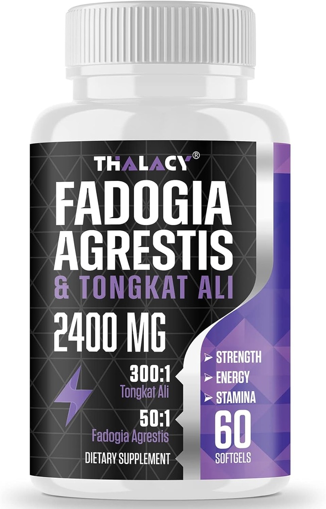 2400mg Fadogia Agrestis Tongkat Ali 补编 - Fadogia Agrestis 1400mg & Tongkat Ali 1000mg Ultra Blend,最大强度,肌肉质量和运动性能,60软胶
