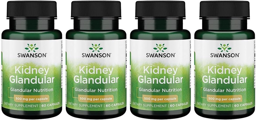 Swanson Kidney Glandular 500 mg 60 Caps 4 Pack
