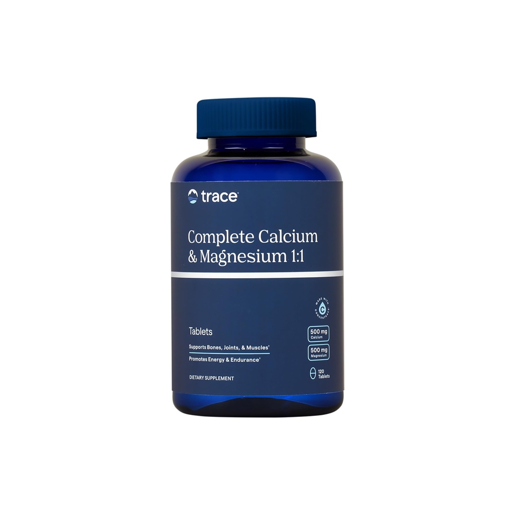 Trace Minerals Complete Calcium & Magnesium 1:1 - Dietary Supplement for Bone Health & Energy Support - Mineral Supplement to Aid Immune Health - Formula with Sea Minerals - 120 Tablets (30 Servings)