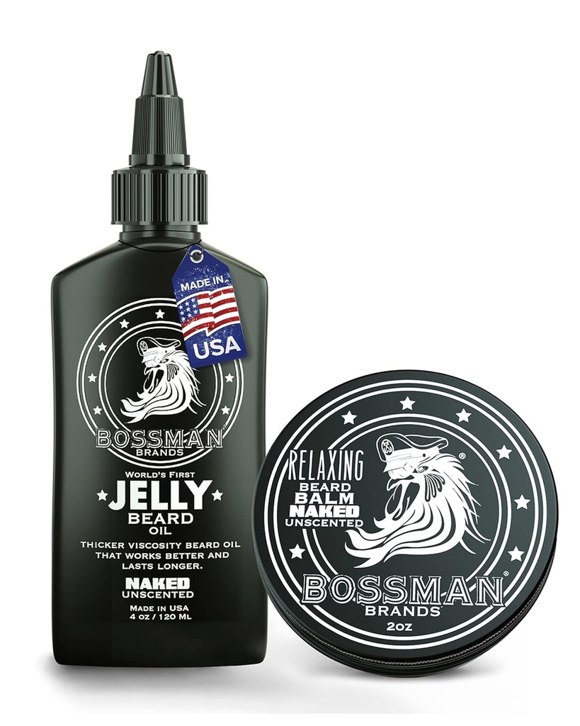 Bossman Beard olio gelatina e rilassante Beard Balm Combo- Nudo Scent