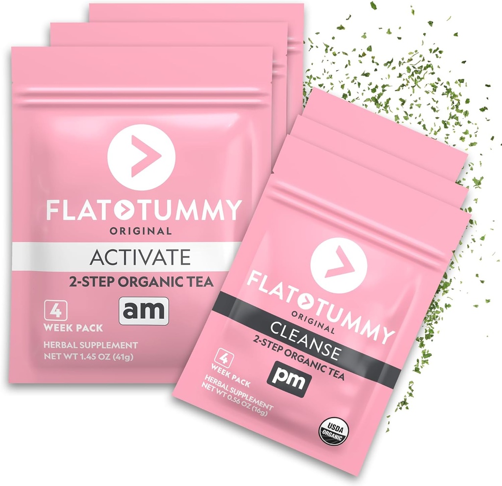 Flat Tummy Detox Tea (4-nädalane programm) - 2-astmeline Detox Tea energia suurendamiseks ja puhumise vähendamiseks * - Kõik looduslikud Detox Cleanse w / Green Tea, Lemon Balm, Dandelion, Fennel & More - Seedimise tugi (3 Pack)
