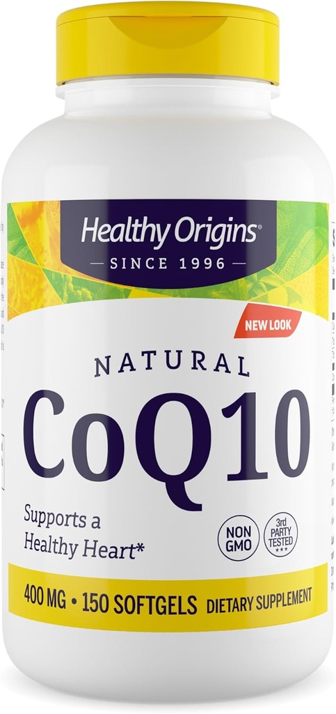 Healthy Origins® CoQ10 400 mg – Natural Trans-Isomer Ubiquinone – Yeast Fermented, Supports Heart Health & Cellular Energy – Non-GMO 150 Softgels