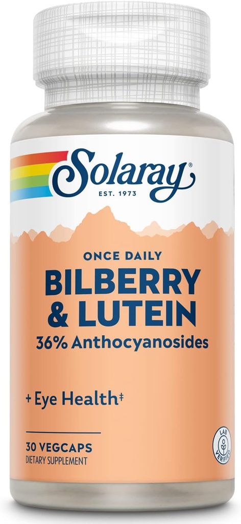 SOLARAY One Daily Bilberry和Lutein补编,160毫克30