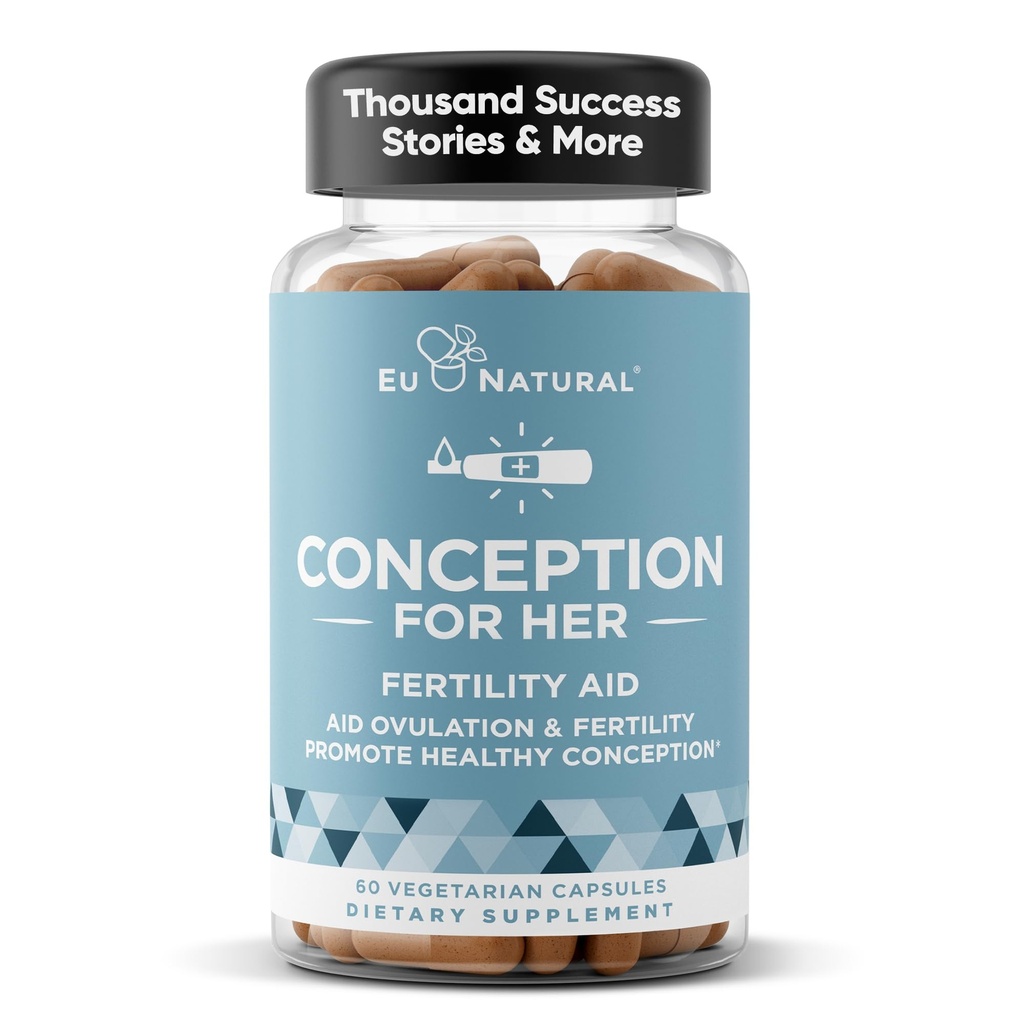 Eu Natural Conception for Her Fertility Supplements for Women - Ovulation, Hormonal Balance & Regular Cycle Support - Myo-Inositol, Folate, Shatavari & Vitex - 60 Vegetarian Capsules