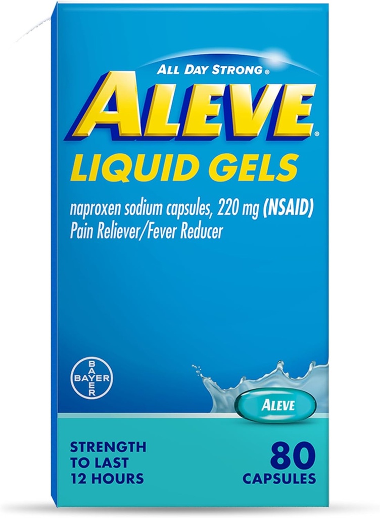 Aleve sāpes Reliver & Drudzis Reducētājs Šķidrie gels, Naproxen Nātrijs, sāpes atvieglošana, 80 Skaits