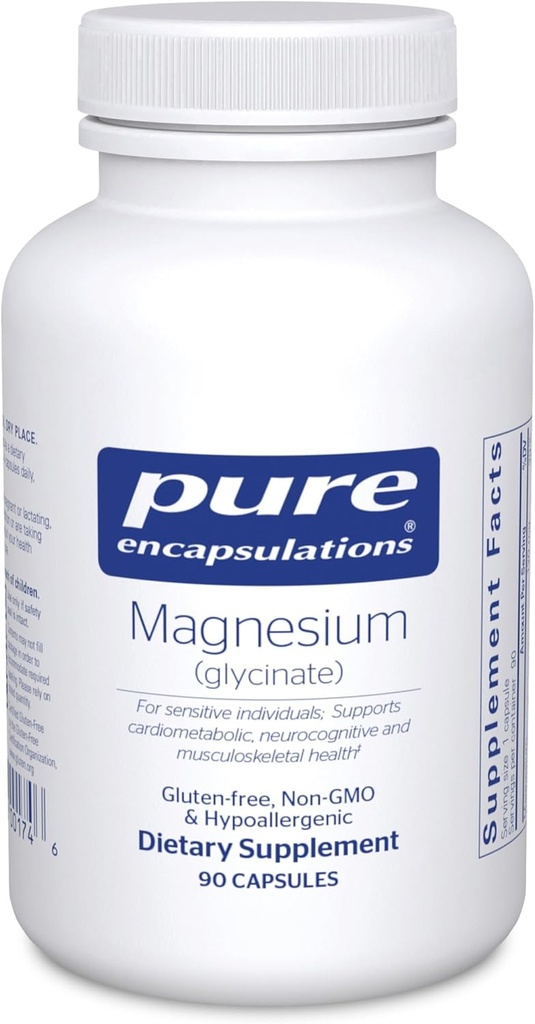 Pure Encapsulations maşın (Glycinate) - Stres Yardım, Yataq, Dəyir, Dəyir, Nerves, Muscles və Metabolism * - Magnezyum Glycinate ilə - 90 Capsules