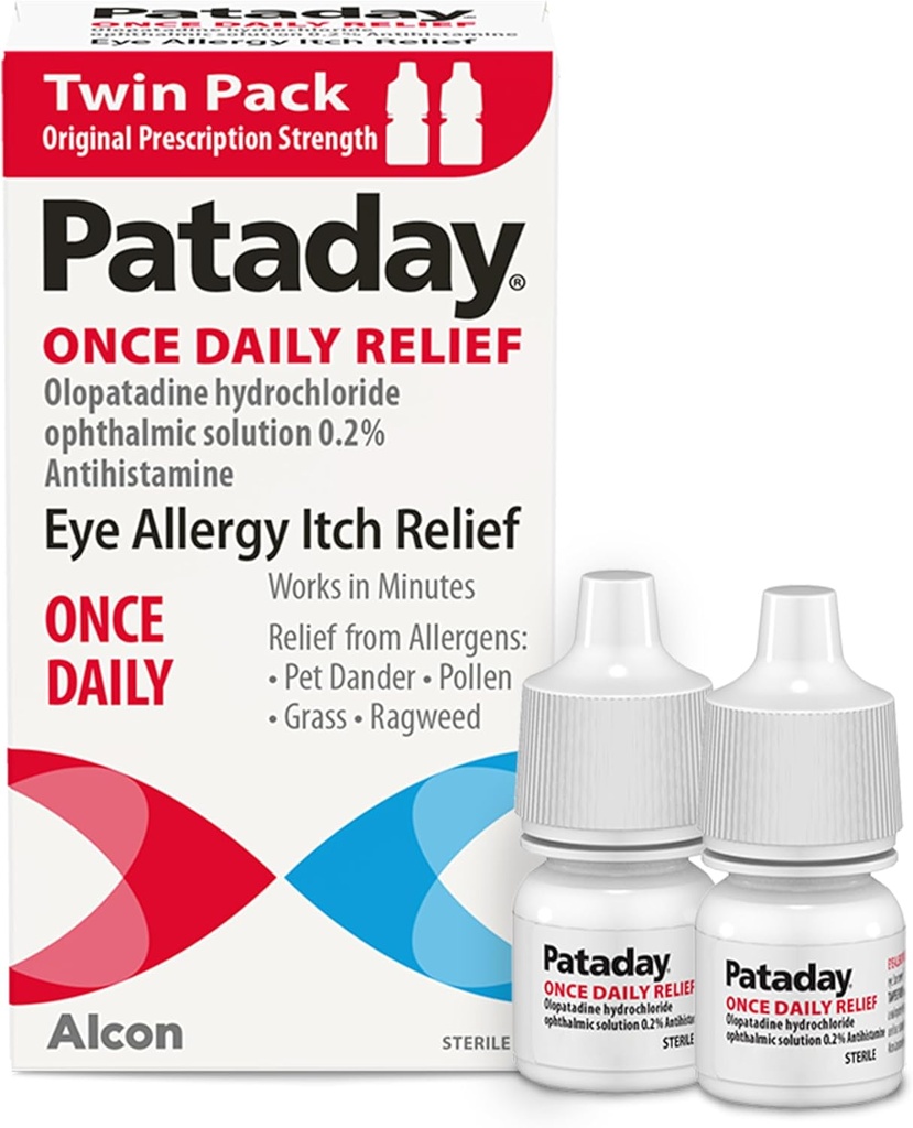 Pataday Una volta Daily Relief Allergy Eye Drops by Alcon, per Eye Allergy Itch Relief, 2.5 ml (Pack of 2)