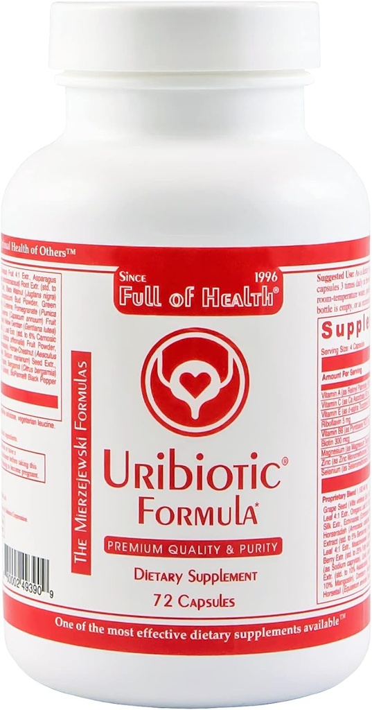 Uribiotinė formulė [72 kapsulės] Nuo 2003 - Advanced Support for Šlapimo pūslės, Prostate & inkstai Sveikata ® 124; Dieta Priedas ® 124; 60 Kokybės ingredientai