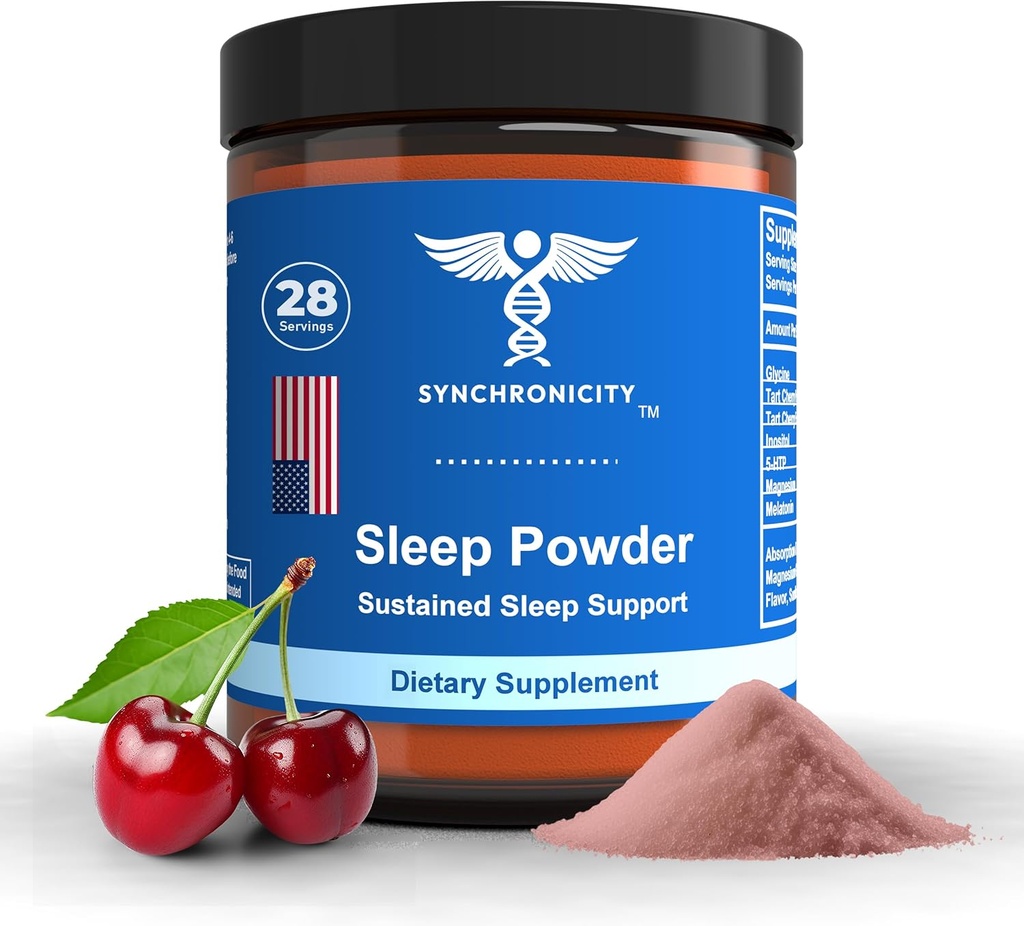 Magnesium Powder for sleep, Tart Cherries, 1mg Melatonin " Glycine Natural Ingredient Bedtime Aid supplement. هدوء، راحة النوم إشربوا "ميكس باودر"