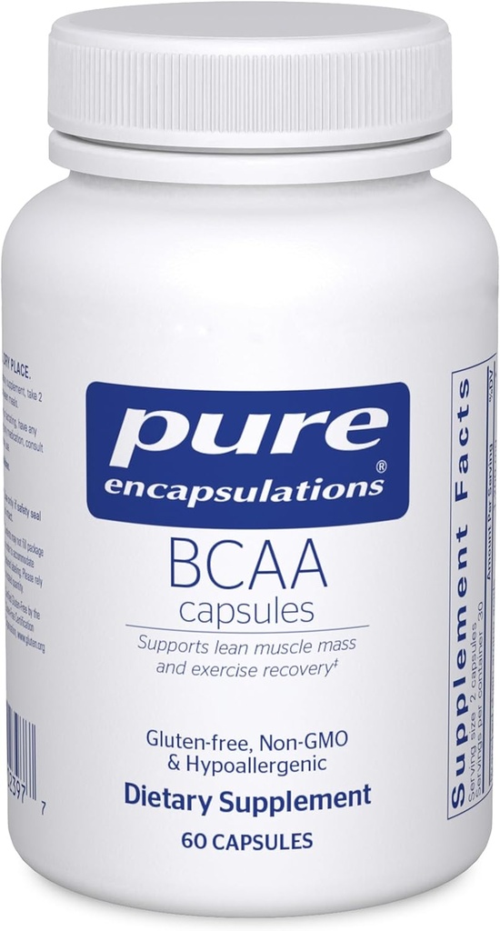 Pure Encapsulations BCAA Capsules ← Suplemento hipoalergénico para apoyar la función muscular durante el ejercicio* ← 60 Capsules