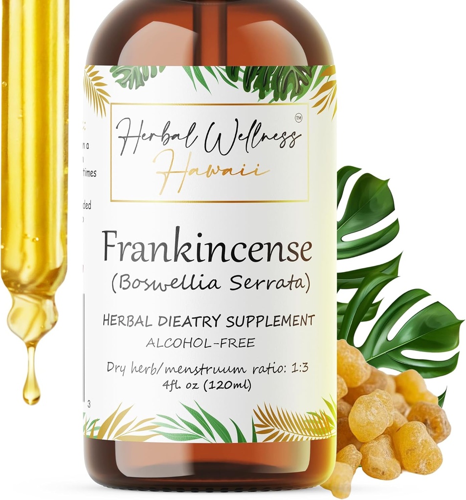 Frankincense Liquid Extract - Zeliščni Wellness dodatek, Boswellia Serrata posušena Resin Tinkture, Alkohol brez 4 Fl.oz