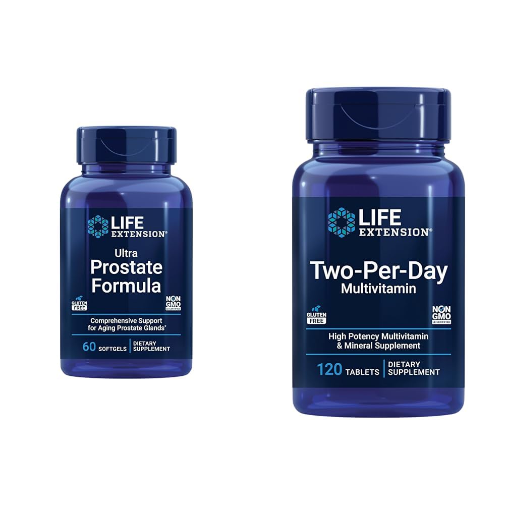 Life Extension Ultra Prostate Formula, Saw Palmetto for Men, pygeum, stinging Nettle Root, lycopene & Two-Per-Day High Potency Multi-Vitamin & Mineral Supplement - Vitamins, Minerals