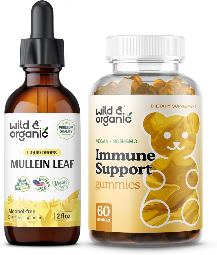 Wild " Organic Mullein drops 2 oz ' Immune Support Gummies