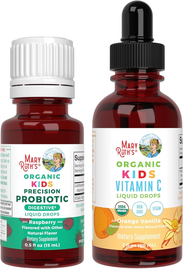 MaryRuth Organics Precision Probiotic & Vitamin C Drops for Kids | USDA Organic, Clean Label Project Verified® | Gut Health, Immune Support, & Total Wellness | ヴィーガン・非GMO・グルテンフリー