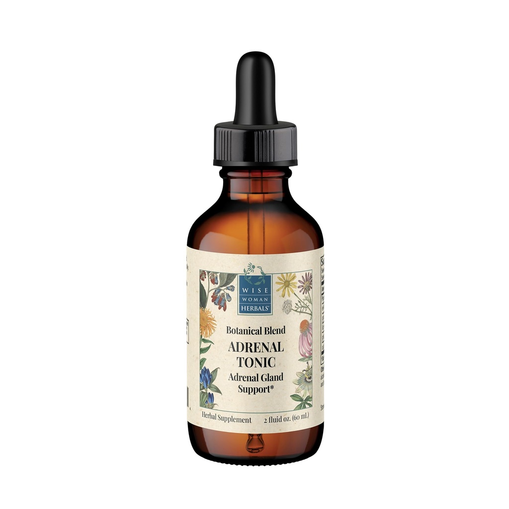 Wise Woman Herbals Adrenal Tonic Liquid Extract, Herbal Adaptogen Blend with Eleuthero & Licorice, Supports Healthy Adrenal Function, Energy, Stamina, Stress & Focus, Non-GMO, 2 Fl Oz