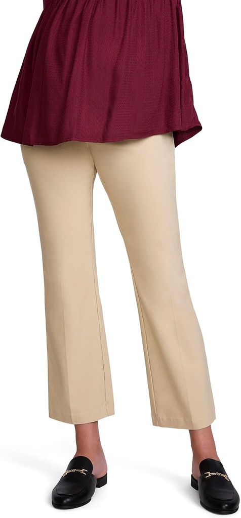 Anyasági nők Super Stretch Secret Fit Over the Belly Binkle Straight Leg Terhesség Öltöztetős nadrág a munkához