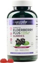 NatureWise Sambucus Elderberry Gummies - Imunitní podpůrný dodatek pro děti ve věku 4 + a dospělé s vitaminem C, D3, zinek - bezinky Ekvivalentní k 3520mg - Vegan, Non- GMO - 180 Počet [90- Day Supply]