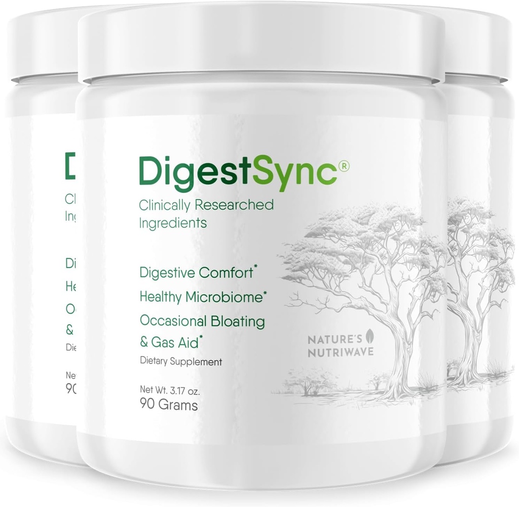 DigestSync Digestion täydennysosa Gut Health - Natural Powder for Dgestive Support, turvotusta helpotus naisille ja miehet, 100% Natural Green Powder - 3 kuukauden tarjonta