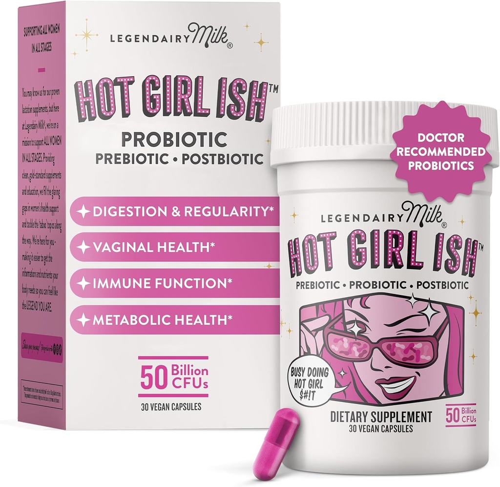 Leendairy Milk Hot Girl IshTM - Daily Probiotics for Women with 50 Billion CFU - Women's Probiotic supplement with 20 Probiotic Strains, Prebiotics " Postbiotic for Digestive, Gut " Immune Health